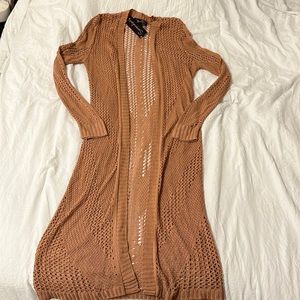 Serendipity Salmon Pink Crochet Long Cardigan